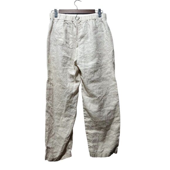 Quince 100% Linen Flare Pants Womens Small Beige Elastic Waist Coastal Lagenlook - Picture 3 of 12